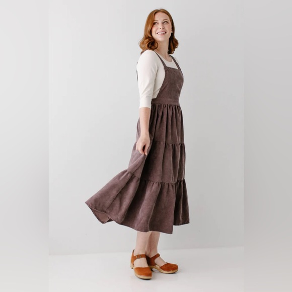 Mikarose Dresses & Skirts - NWT Main Street Exchange “Bellamy” Tiered Corduroy Overall Dress in Dusty Plum